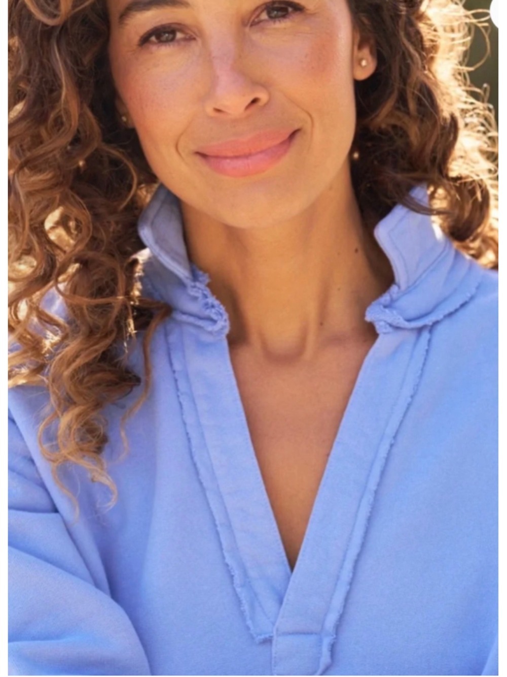 Frank & Eileen Patrick Popover Henley Sweatshirt in Blue (Frost) S New! - Picture 2 of 4